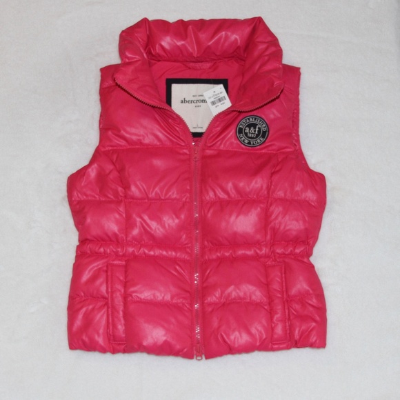 NWT Abercrombie & Fitch Girls Down Puffer Vest Jacket Pink Size Large - Picture 3 of 4